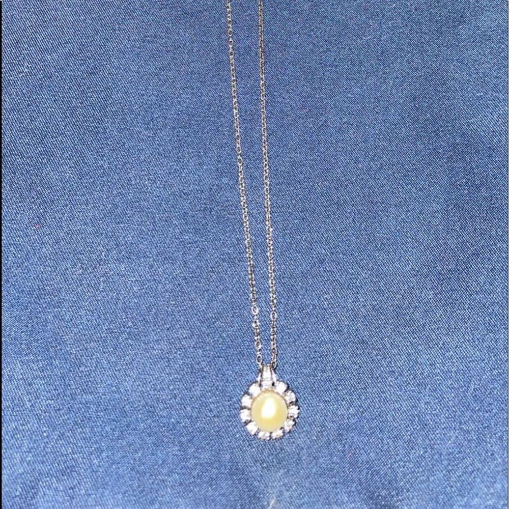 Sterling silver necklace  CZ & pearl